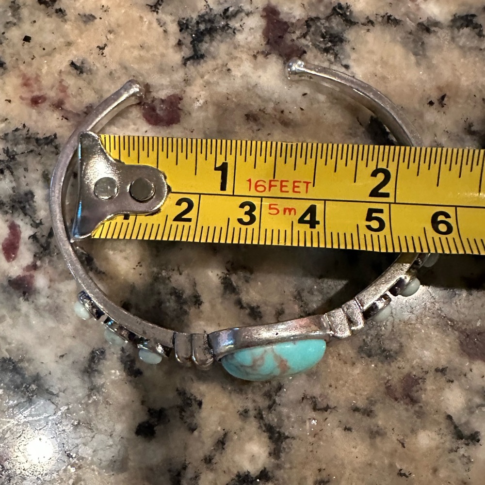 Like New Lucky Brand Turquoise and Silver Metal Cuff - Picture 6 of 7